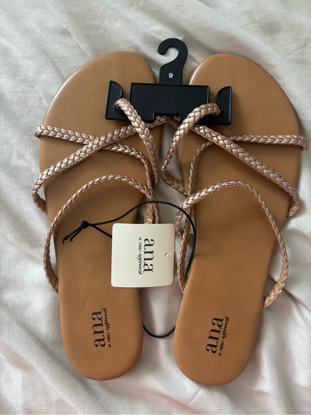 a.n.a Rose Gold Braided-Strap Flat Sandals